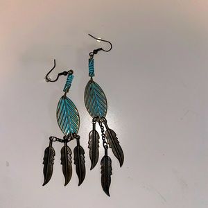 Teal and Gray Earrings